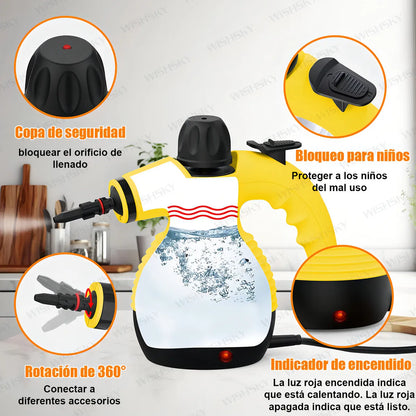 Limpiador de Vapor Multiusos + 9 Accesorios GRATIS